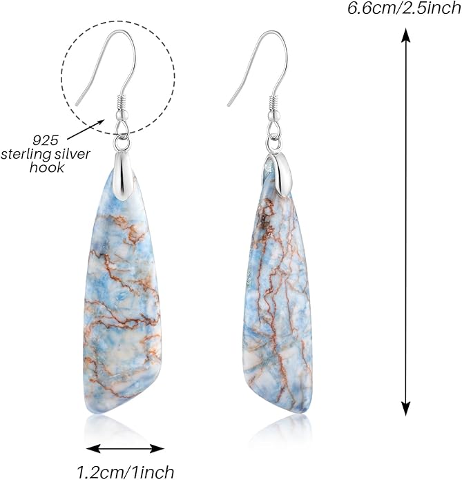 SELOVO Jasper Stone Earrings for Women Trendy Dangle Earrings Fishhook Drop Earrings