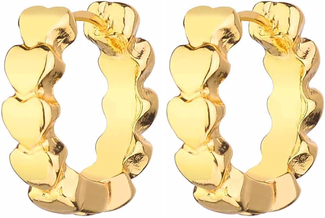 Wgoud Chunky Hoop Earrings Set 14K Gold Plated Hoop Earrings for Women Hypoallergenic, Thick Twisted Huggie Hoops Earring Set