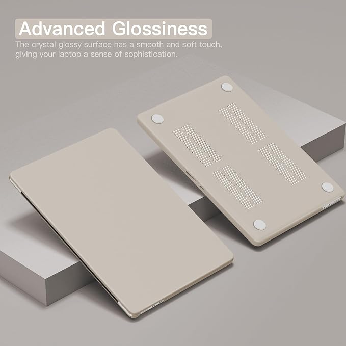 CISSOOK Compatible with MacBook Air 13.6 inch Case 2025 2024 2023 2022 Release M4 M3 M2 Chip, Plastic Hard Shell Case & Keyboard Cover for MacBook Air 13 A3240 A3113 A2681, Beige