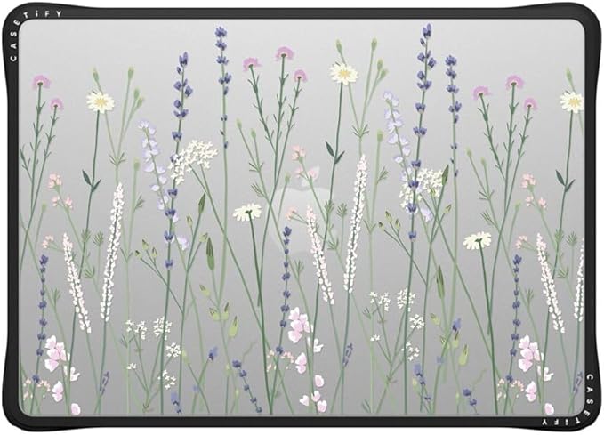 CASETiFY Impact MacBook Air 13.6" (M2-M4) Case [Cushioned Impact Corners/Scratch-Resistant/Anti-Slip Grip] - Gigi Garden Florals - Clear Black