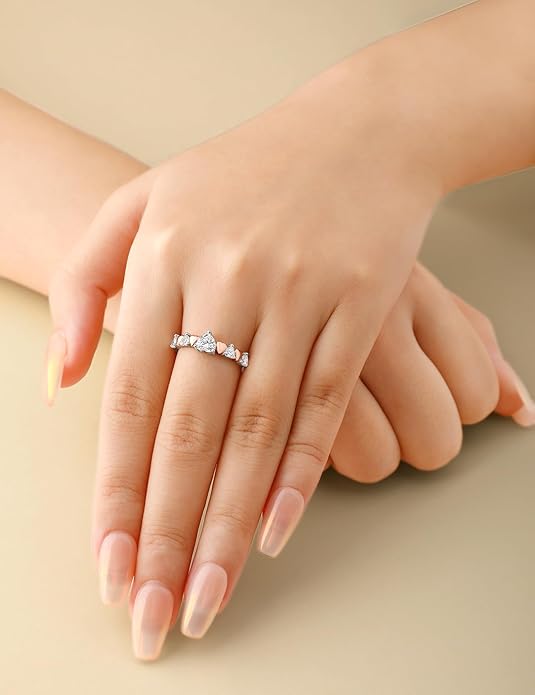 Elspeth 925 Sterling Silver Heart Engagement Ring for Women Heart Cut Cubic Zirconia Promise Ring Size 4-10