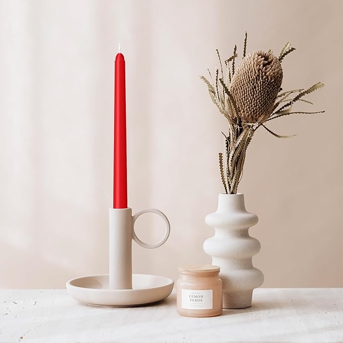 30 Pack Red Taper Candles - Taper Candles 10 Inch Dripless, Smokeless & Unscented - 8 Hours Long Burning - Hand Poured Tall Candlesticks - Ideal for Weddings, Dinner Parties, and Home Decor