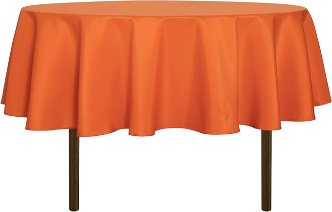 sancua Round Tablecloth - 80 Inch - Water Resistant Spill Proof Washable Polyester Table Cloth Decorative Fabric Table Cover for Dining Tables, Buffet Parties and Camping, Orange