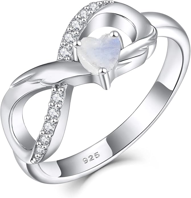 STARCHENIE Infinity Promise Ring 925 Sterling Silver Angel Wings Heart Ring for Women Size 5-10