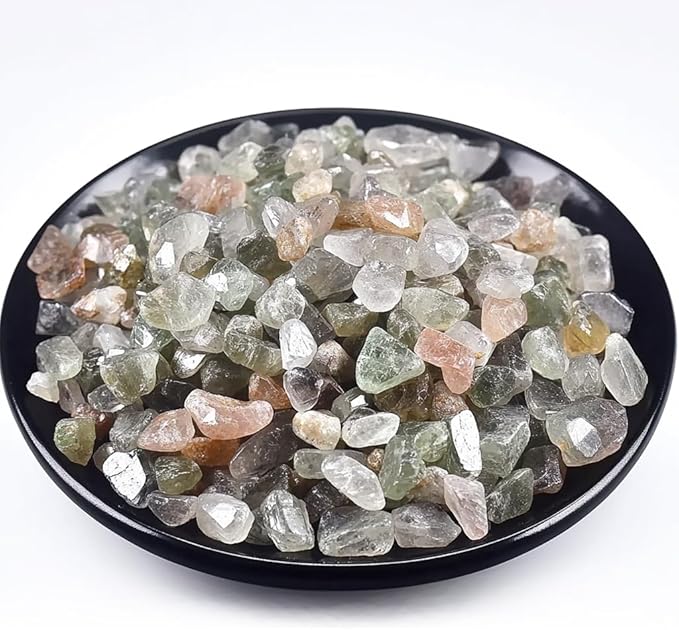 Polished Green Phantom Quartz Crystal Chips 200 Pcs - 0.3" 10 oz Tumbled Stone Chips Crushed Sea Glass Stones Healing Reiki Crystal Making Home Decoration