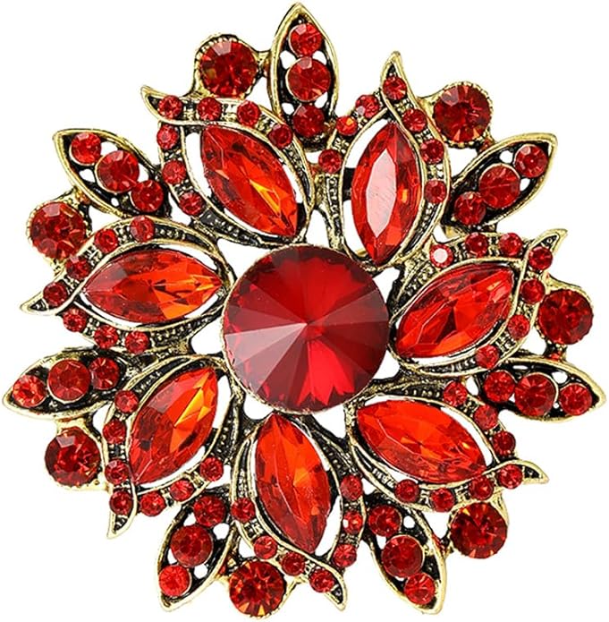 Rhinestone Flower Brooch for Women Vintage Crystal Flower Brooch Pin Elegant Clothing Hat Bag Accessories Christmas Birthday Party Wedding Costume Jewelry