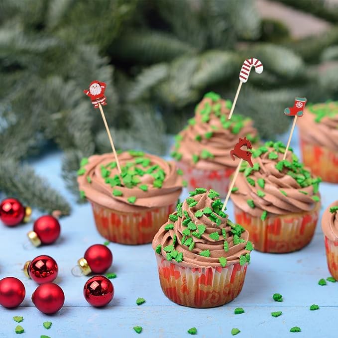 200pcs Christmas Toothpicks For Appetizers Christmas Cocktail Picks For Drinks 4.7inch christmas Skewers For Appetizers Party Cupcake Picks For Charcuterie Board New Years Cocktail Picks