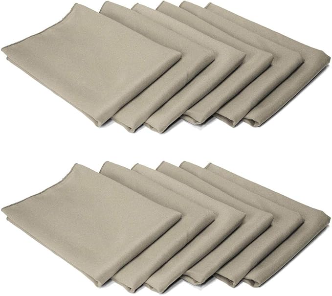 TableLinensforLess 17"x17" Polyester Cloth Napkins, Set of 12 (Charcoal) | Easy-Care, No-Iron Finish, Superior Color Retention, Machine Washable