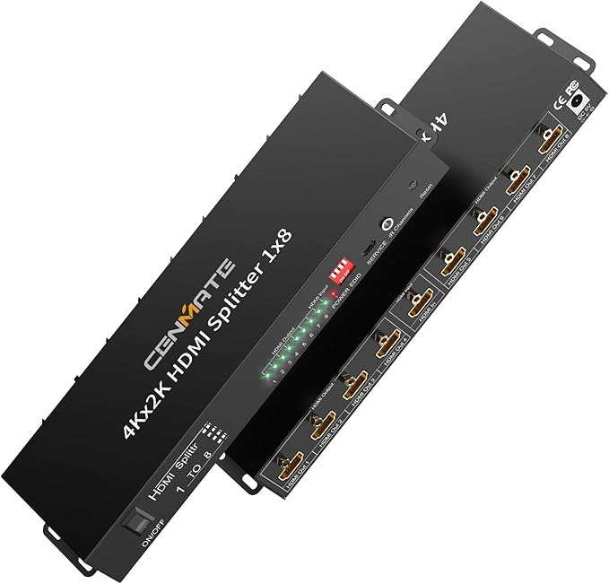 4K 1x8 HDMI Splitter 1 in 8 Out, 8 Port HDMI Splitter Support 4Kx2K@30Hz Duplicate/Mirror, HDM 1.4, EDID, HDCP, 3D Video Play for Projector, HDTV