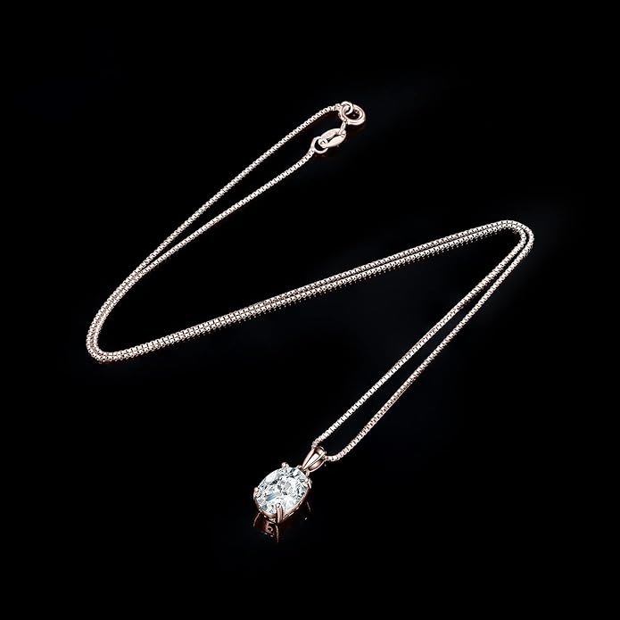 JewelryPalace Oval Cut 1ct 2ct Cubic Zirconia Solitaire Pendant Necklace for Women, 925 Sterling Silver Necklaces for Her, Classic Simulated Diamond Jewelry Set Gift, 18 Inches Chain