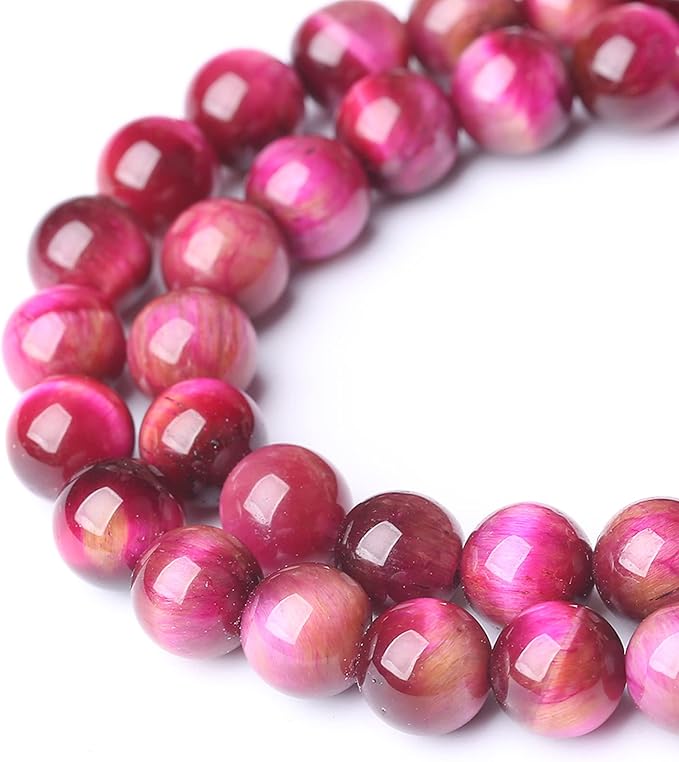 Natural Rose Red Tiger Eye Beads for Jewelry Making Round Loose Stone Beads Semi-Precious DIY Bracelet Necklace 6mm