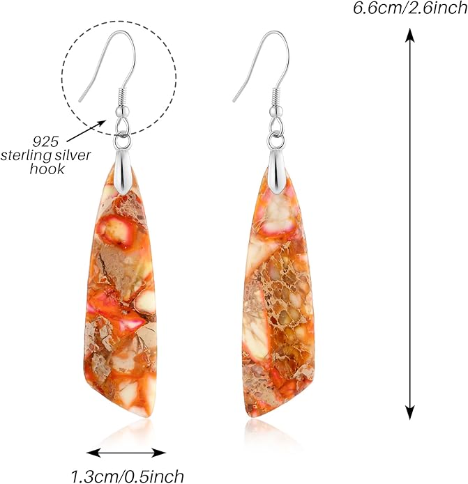 SELOVO Jasper Stone Earrings for Women Trendy Dangle Earrings Fishhook Drop Earrings