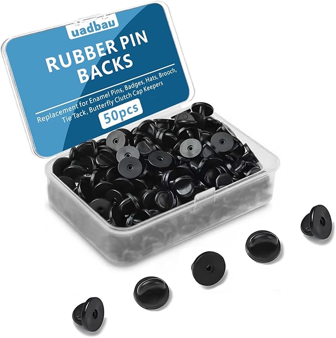 50PCS Rubber Pin Backs – PVC Lapel Pin Backings, Replacement for Enamel Pins, Badges, Hats, Brooch, Tie Tack, Butterfly Clutch Cap Keepers – Securely Hold Pins & Accessories - Black