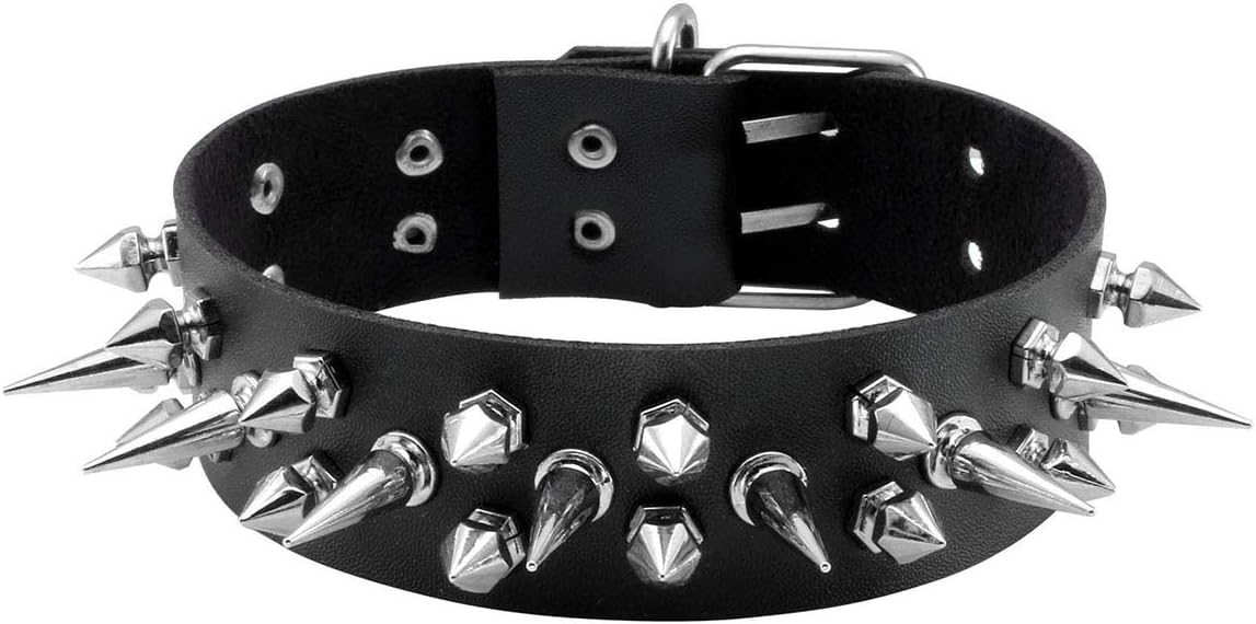 Eigso Vintage Punk Goth Studded Rivet Pu Leather Collar Choker Necklace with Spikes Adjustable