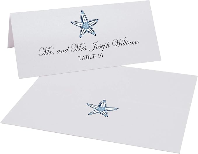 Starfish Place Cards, Set of 60, Pre-cut and Scored - Wedding, Party, Dinner, and Special Events - Made in the USA