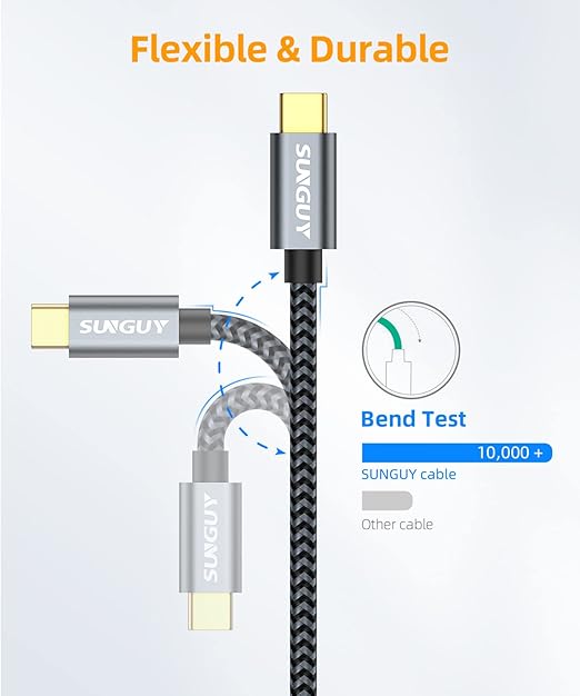 SUNGUY 10Gbps Micro B to USB C Hard Drive Cable 0.5FT, USB 3.1 USB C to Micro B, High-Speed External Hard Drive USB C Cable for iPhone 16/15 Series, MacBook Pro/Air, iPad, WD Toshiba Westgate Seagate