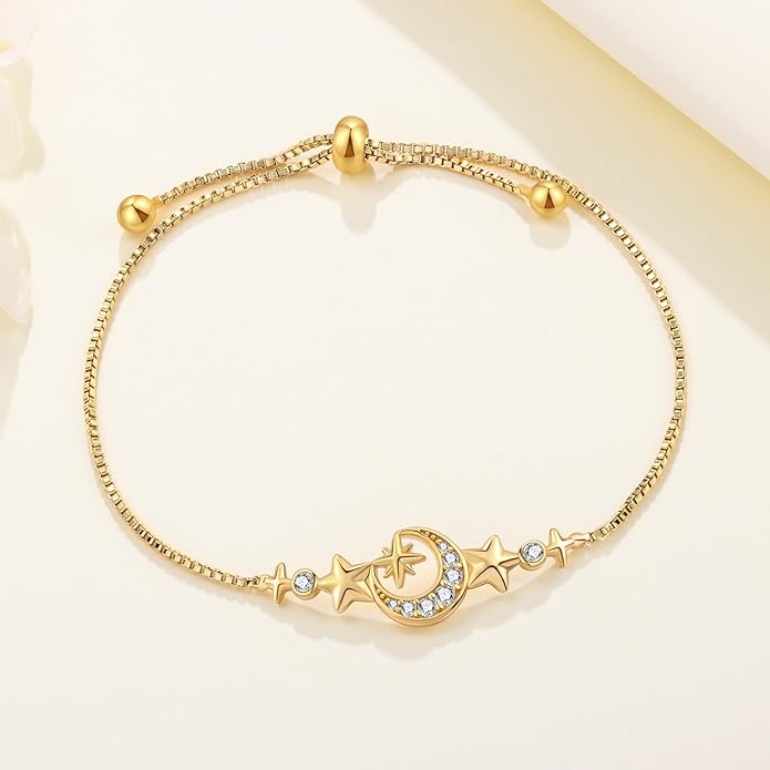 Women's 925 Sterling Silver Bracelet, Non Tarnish 18K Gold Plated Bracelets for Women, Dainty Chain Simple Jewelry Cute Handmade Minimalist for Gift