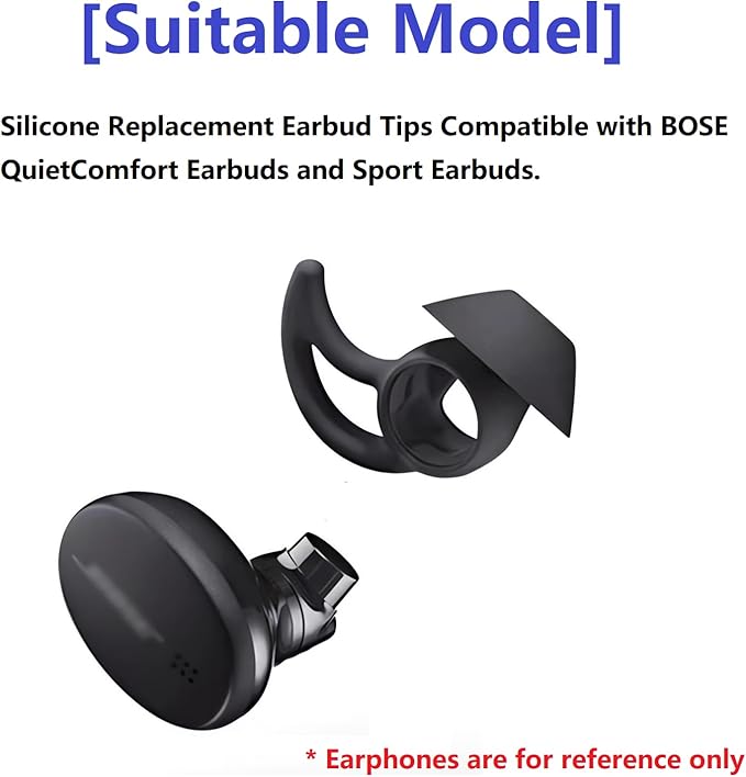 3 Pairs Earbud Tips Small，Eartips Compatible with Bose QuietComfort Earbuds and Sport Earbuds，Black