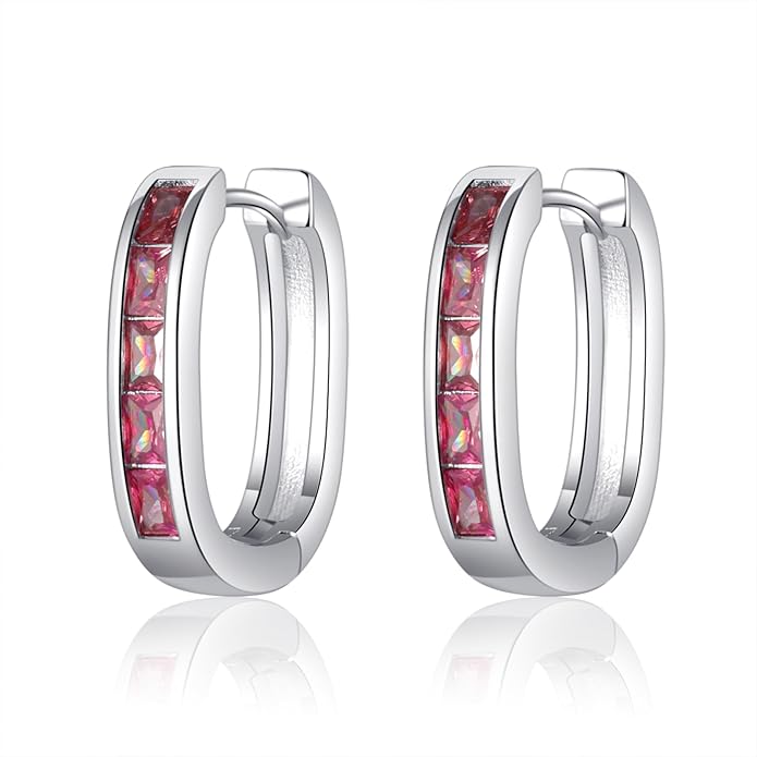 Trendy CZ Gold/Silver Hoop Earrings for Women Square Hypoallergenic chunky gold Hoop Earrings Geometric Minimalist Rectangle Hoops