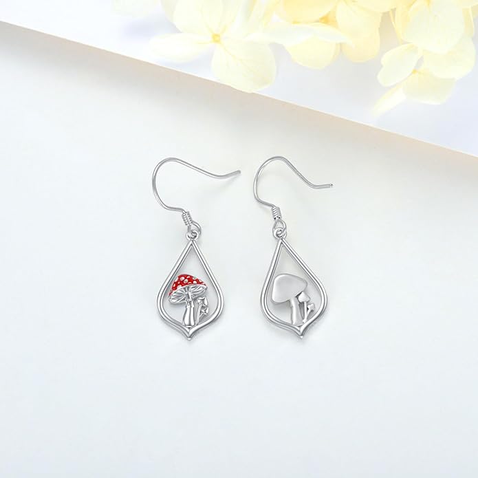 VONALA Flower Earrings for Women 925 Sterling Silver Rose/Lotus/Scottish Thistle/Tulip/Lilac/Mushroom/Pineapple Dangle Drop Earrings Flower Jewelry Gifts for Women Girls Birthday Gifts