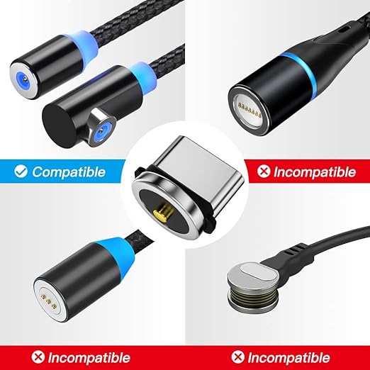 Ankndo Magnetic Connector Tip Heads [5-Pack] USB C Adapter 360 Rotating Strong Phone Cable Adapter for Type C Device