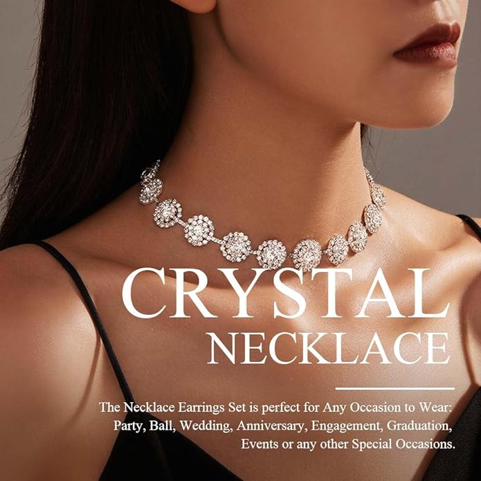 Crystal Choker Necklace Silver Rhinestone Chokers Diamond Jewelry for Women
