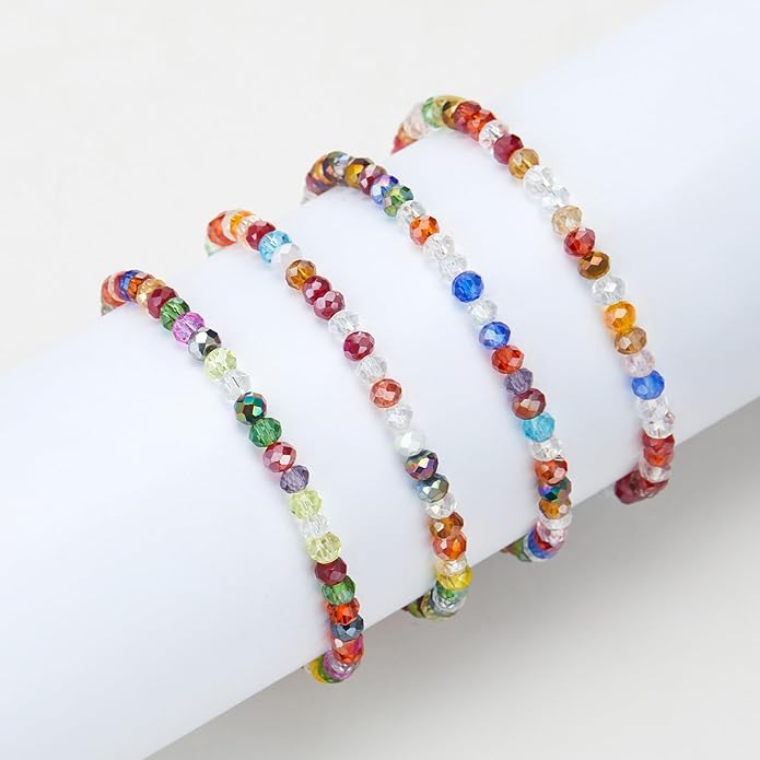 Noessla Beaded Boho Stretch Bracelet Colorful Stackable Crystal Beads Bracelets Trendy Costume Jewelry Mothers Day Gifts for Women
