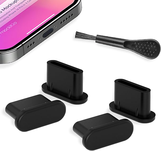 USB C Dust Plugs [60-Pack] -Anti Dust Plug Cover Charging Silicone Port Covers with Cleaning Brush Universal Type-C Protector for All USB C Devices