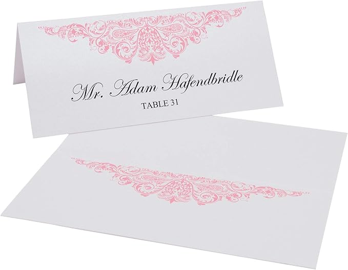 Paisley Printable Place Cards, Pink (Choose Color), Set of 150 (25 Sheets), Laser & Inkjet Printers - Wedding, Party, Dinner, and Special Events - Made in the USA