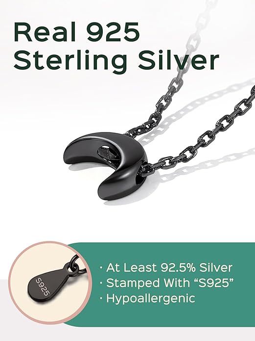 ChicSilver Personalized 925 Sterling Silver Dainty Small Heart/Star/Moon/Dot/Triangle Pendant Necklace for Women, Silver/Gold/Rose Gold/Black (with Gift Box)