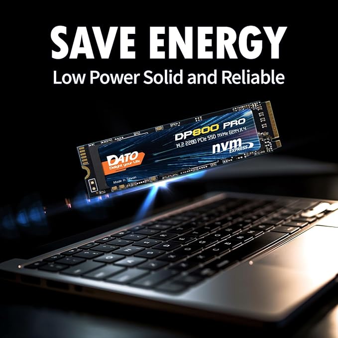 DATO M.2 2280 SSD 512GB, PCIe Gen4 x4 NVMe SSD Internal Solid State Drive for Gaming and Creators, Compatible with Desktop and Laptop, Up to 5100/4600 MB/s - DP800 Pro