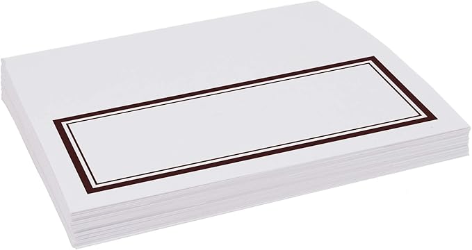 Double Line Border Place Cards, Chocolate (Choose Color), Set of 60, Pre-cut and Scored - Wedding, Party, Dinner, and Special Events - Made in the USA