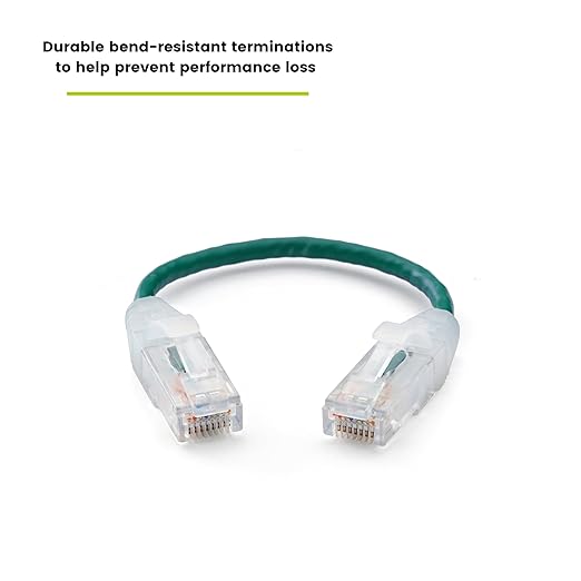 TRUECABLE Cat6 Component Rated Patch Cable, Unshielded (U/UTP), 6in, Green, 28AWG Solid Copper, Snagless 10G High-Speed Ethernet Cable, PoE++ 4PPoE 100W, UL Listed, RoHS-3, 1 Pack