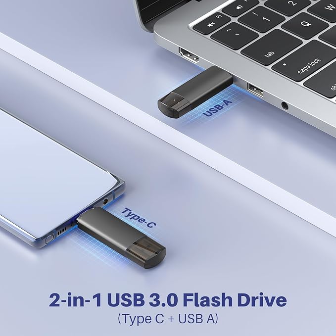 32GB USB C Flash Drive Dual USB 3.0 Flash Drive Type C + USB A Portable Type-C Flash Drive 2-in-1 USB-C Thumb Drive for Smartphone Tablet Computer Mac iPhone 15 Black(2 Pack)