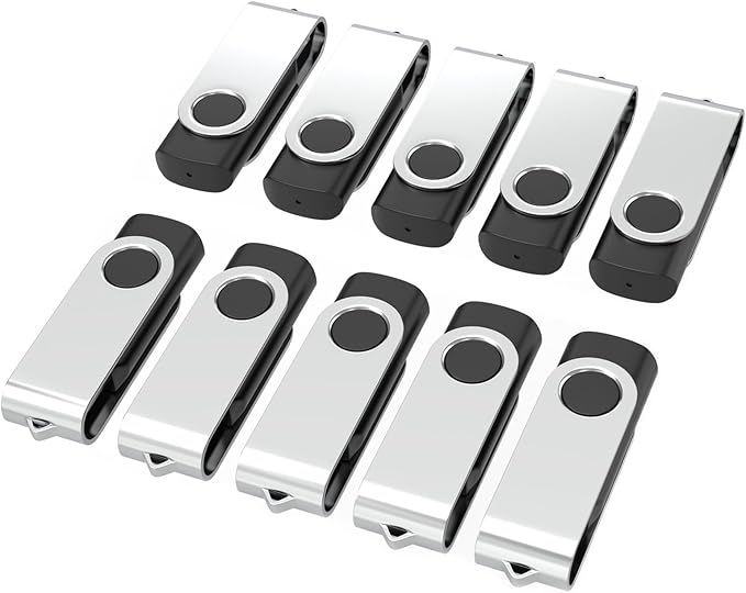 USB Flash Drives 32GB 10 Pack, Wooolken USB 2.0 Thumb Drives with Keychains Memory Stick USB Drive Pendrive for PC Laptop Computer (Black)