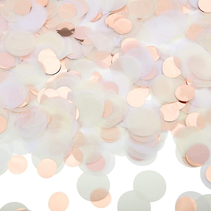 TecUnite Round Tissue Paper Table Confetti Dots for Wedding Birthday Party Decoration, 1.76 oz(White Ivory Champagne,2.5 cm)