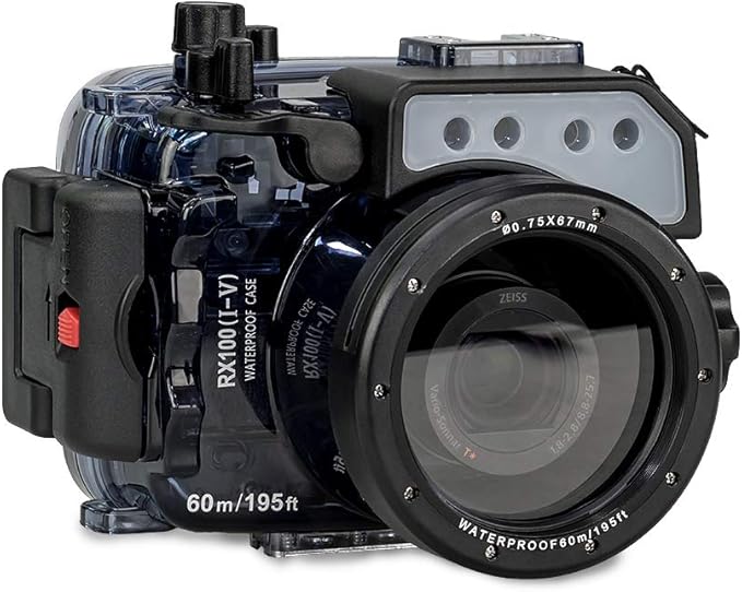 Sea frogs 195FT/60M Underwater Waterproof Camera Diving housing case for Sony DSC RX100 RX100II RX100III RX100IV RX100V RX100I-V (Housing + Red Filter)