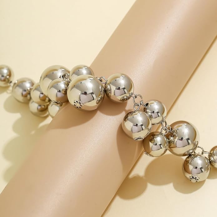 Chunky Pearls Statement Choker Necklace for Women,14K Gold Large Beaded Punk Ball Cluster Collar Necklace Party Dainty Jewelry Gift