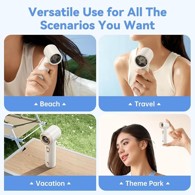 Portable Fan For Travel Mini: Small Pocket Handheld Personal Rechargeable Battery Operated USB High Speed Keeping Cool In Hot Weather Beach Gifts For Women (white)