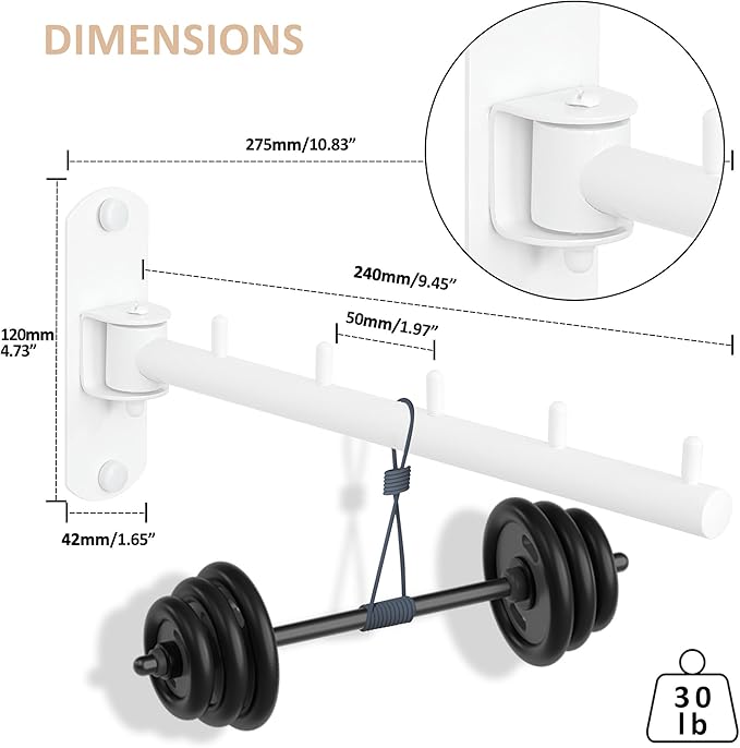 Swing Clothes Hanger Rack,Garment Racks Wall Mounted Clothes Bar-Hanger Holder Hooks Heavy Duty Folding Drying Rack Space Saving Clothing Hanging System Closet Storage Organizer,White Finish