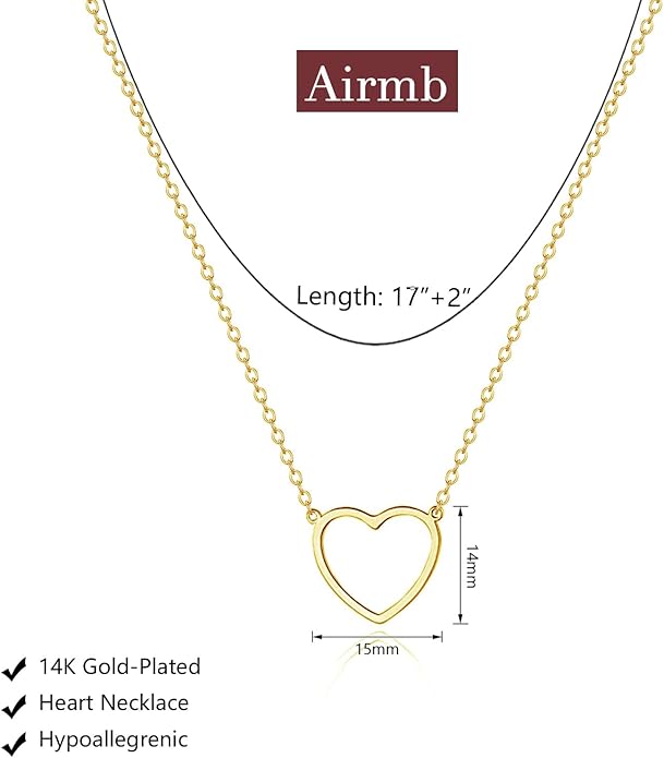 Cute Heart Necklace for Women Gold/Silver Plated Heart Pendant Choker Necklaces Tendy Love Heart Chain Necklace Dainty Gold/Silver Necklace Jewelry Gifts for Women