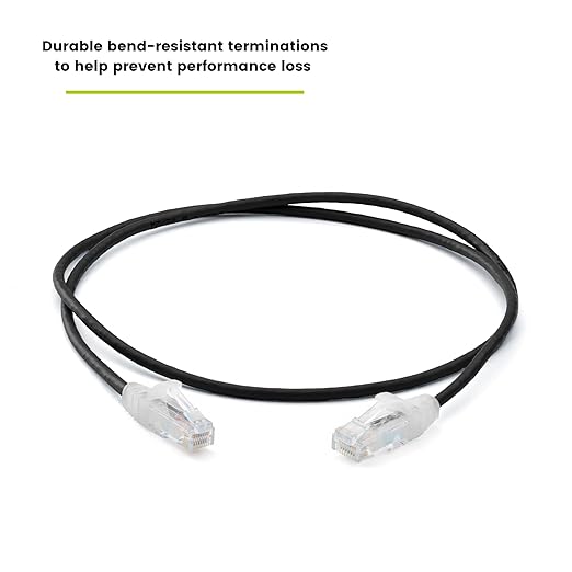 TRUECABLE Cat6 Component Rated Patch Cable, Unshielded (U/UTP), 2ft, Black, 28AWG Solid Copper, Snagless 10G High-Speed Ethernet Cable, PoE++ 4PPoE 100W, UL Listed, RoHS-3, 1 Pack