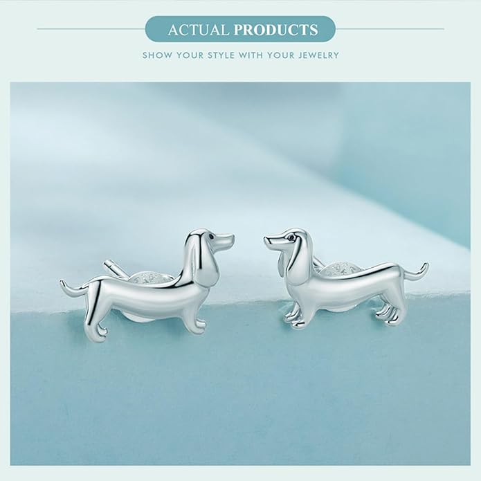 S925 Sterling Silver Stud Earrings for Women, Animal Cat & Dog Studs and Minimal Teardrop Ear Climber, Hypoallergenic Earrings for Sensitive Ears, Gift Box Included