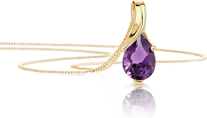 Orovi 14K Gold Necklace for Women in 14K Yellow Gold/White Gold 585 with Ruby/Sapphire/Emerald/Topaz/Amethyst Gemstone/Birthstone Pendant Necklace and Gold Chain 17.7 ″ Long - Women's Jewelry