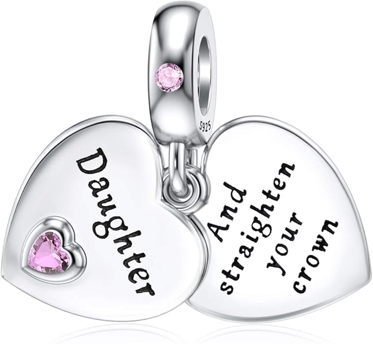 JIAYIQI Mother Sister Daughter Wife Charms Fit Charms Bracelet Necklace with Double Heart Love Charms 925 Sterling Silver Beads for Women Jewelry