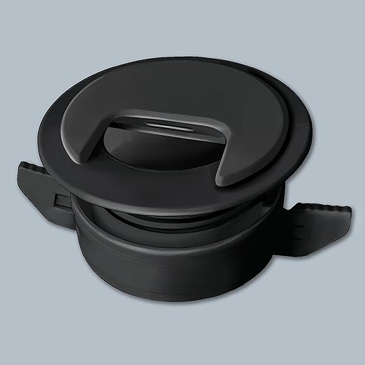 (2-Pack Black) Cable, Wire & Cord Management - Self Locking Grommet with Cover for Walls, Ceilings, Desks, Used for All Surfaces 3/8” to 1” Thick, Made in USA