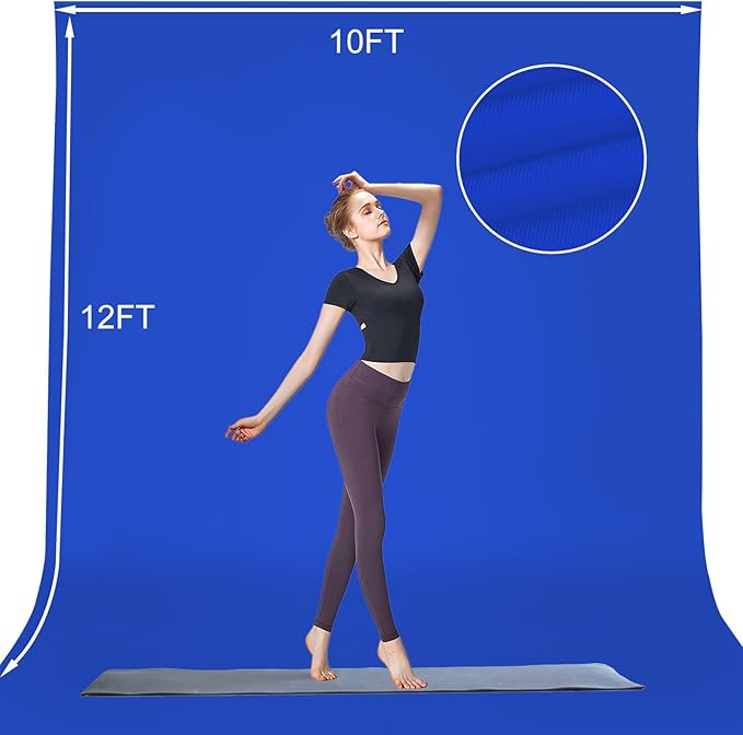 10x12ft Royal Blue Screen Backdrop for Photography, Large Seamless Polyester Fabric Royal Blue Photo Backdrop Curtain for Portrait Photoshoot Video Shooting