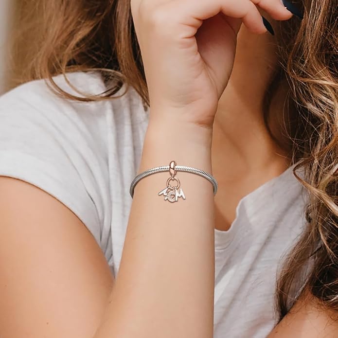 Family Mom Heart Charms 925 Sterling Silver Bead for Bracelets and Necklaces For Women Jewelry Present