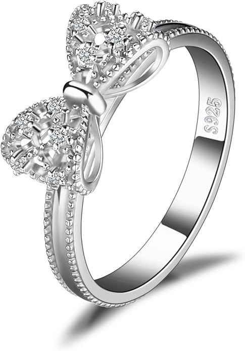 JewelryPalace 14k White Yellow Rose Gold Plated 925 Sterling Silver Rings for Women, Cubic Zirconia Promise Rings for Her, Stackable Wedding Bands Rings for Women Infinity Forever Love Knot Ring
