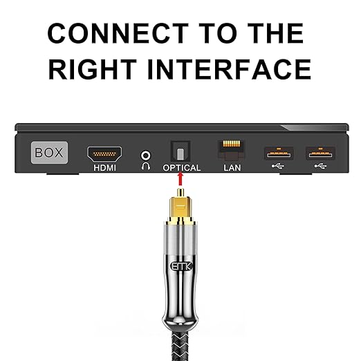 EMK 24K Gold-Plated Optical Audio Cable [1.5ft/0.5M] - Digital Toslink SPDIF Cable Compatible with Soundbar to TV, Home Theater - High-Speed Fiber Optic Cable (Silver)